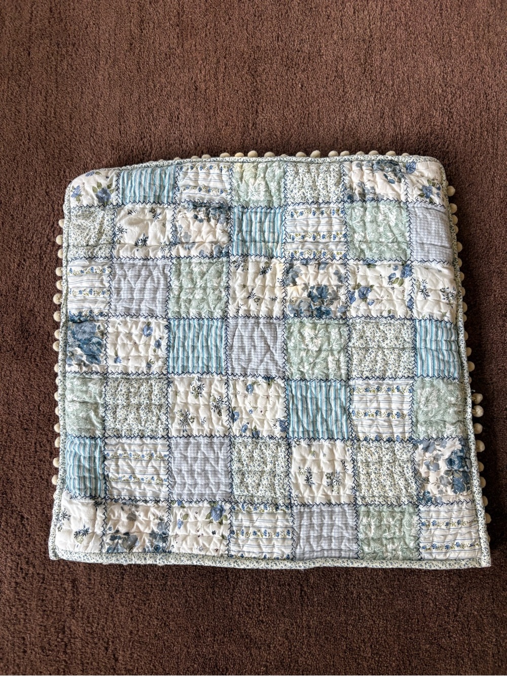 L.L. Bean Patchwork Pillowcase in Blue, Green, Cream